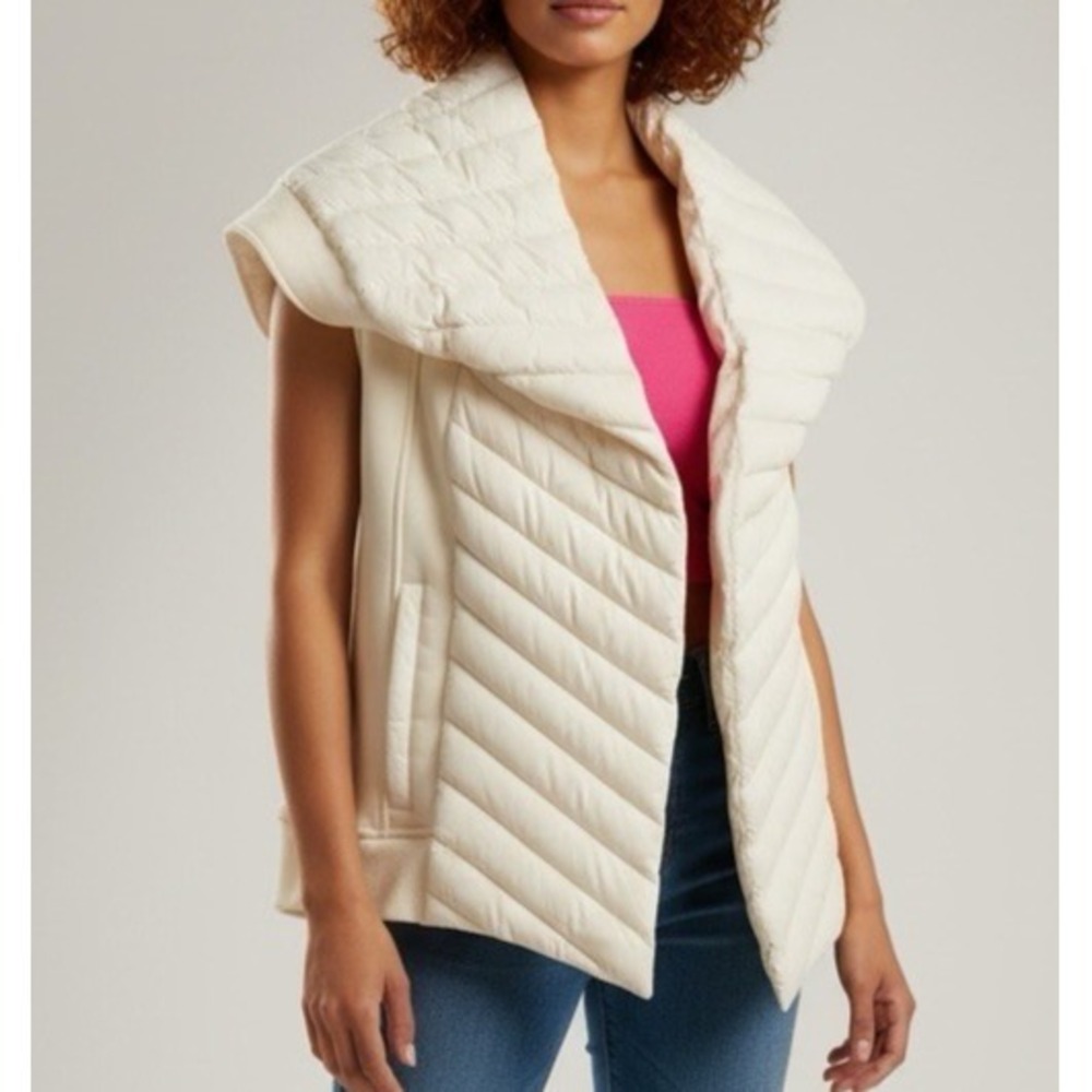 NEW Kit & Ace DOWN Ecru Ladies Cashmere Ella Wrap Down Hybrid VEST SIZE 6